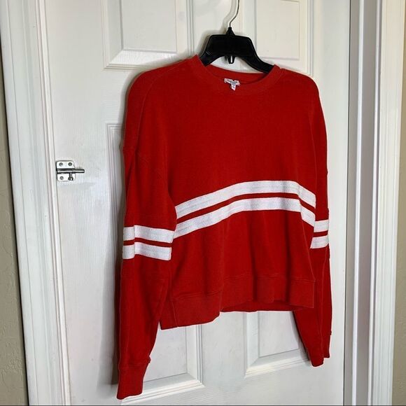 Splendid Double Stripe Sweatshirt Red and White Size Extra Small - Picture 3 of 8